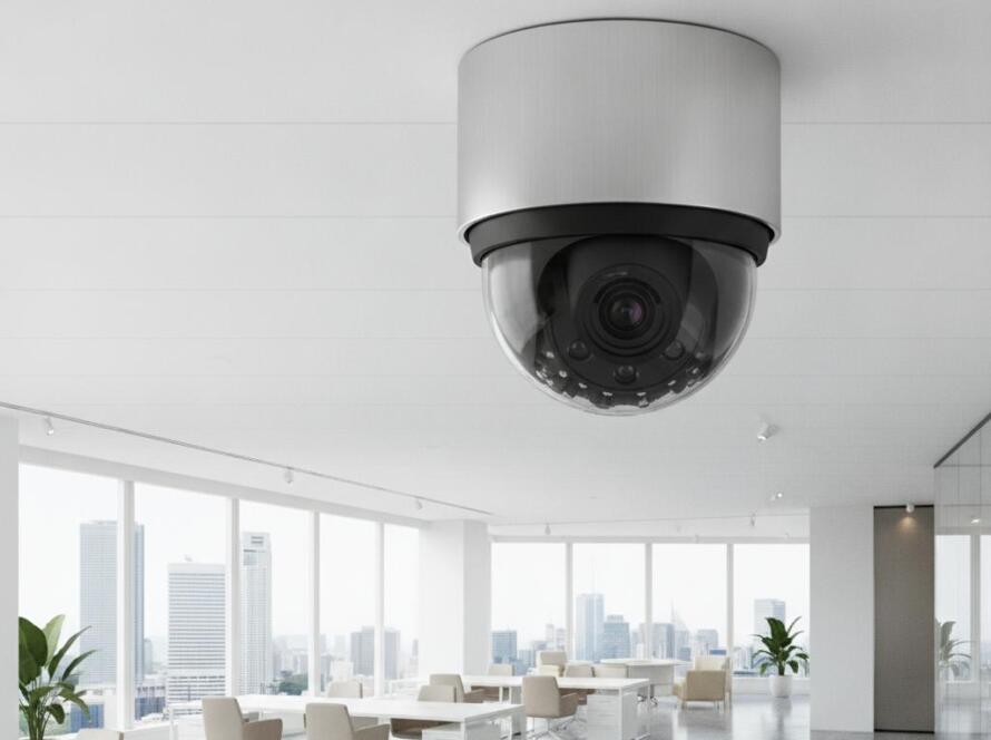 IP camera Singapore installed on office ceiling for business CCTV security monitoring