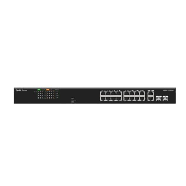 Ruijie Reyee RG-ES118FGS-LP 18-port PoE switch shown from the front, Singapore